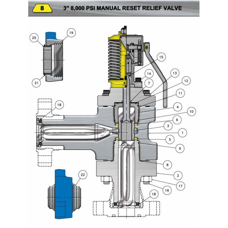3" 8,000 PSI Ручной Reset Relief Клапан Parts & Repair Kits – OTECO Ultra Высокого давления Components